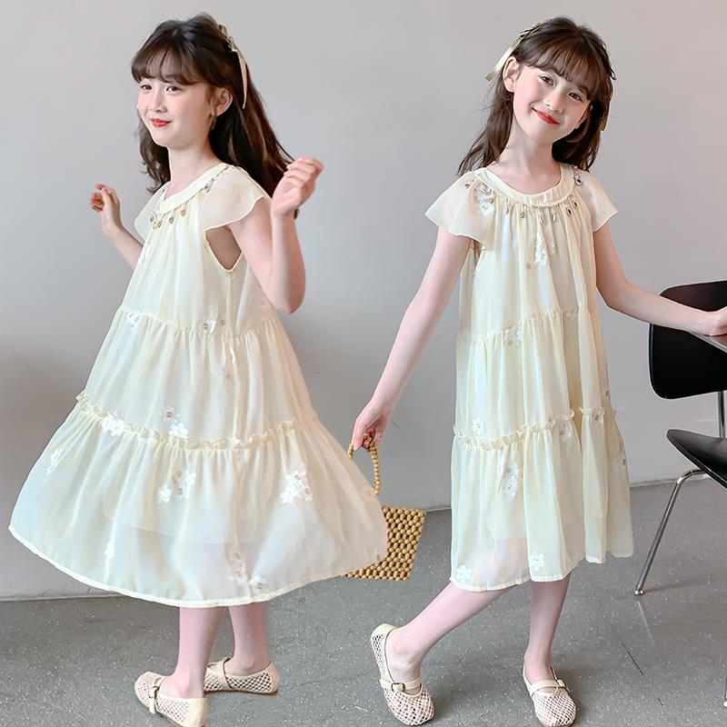Girls' Dress Summer Dress New Summer Chiffon Elegant Princess Dress Summer Thin Girl Children's Dress