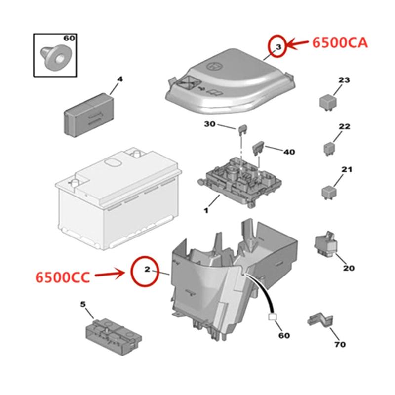 6500CA For 307CC SW 308CC SW 408 3008 RCZ Citroen C4picasso DS5 Fuse BSM Servo Box Cover