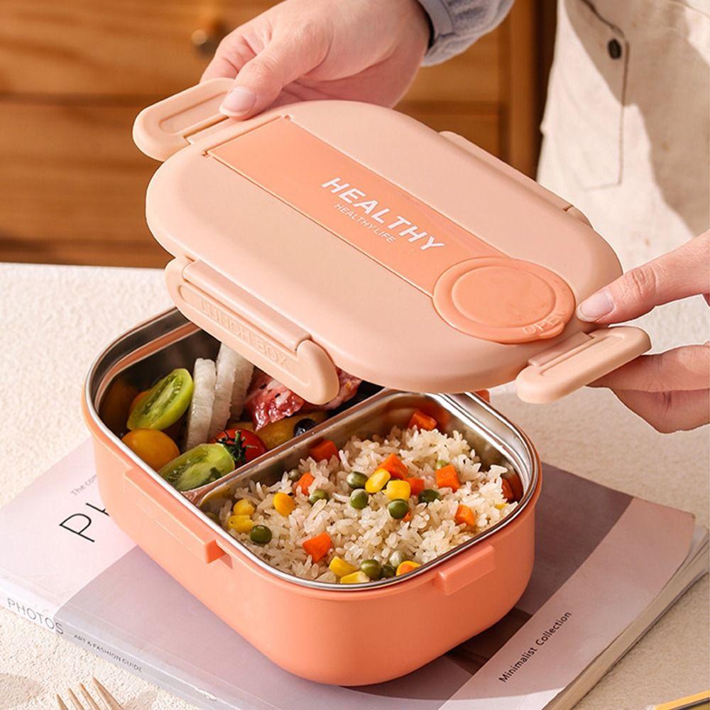 Stainless Steel Divides Food Container 3/4 Grids Food Storage Crisper Insulation Lunch Box  Outdoor