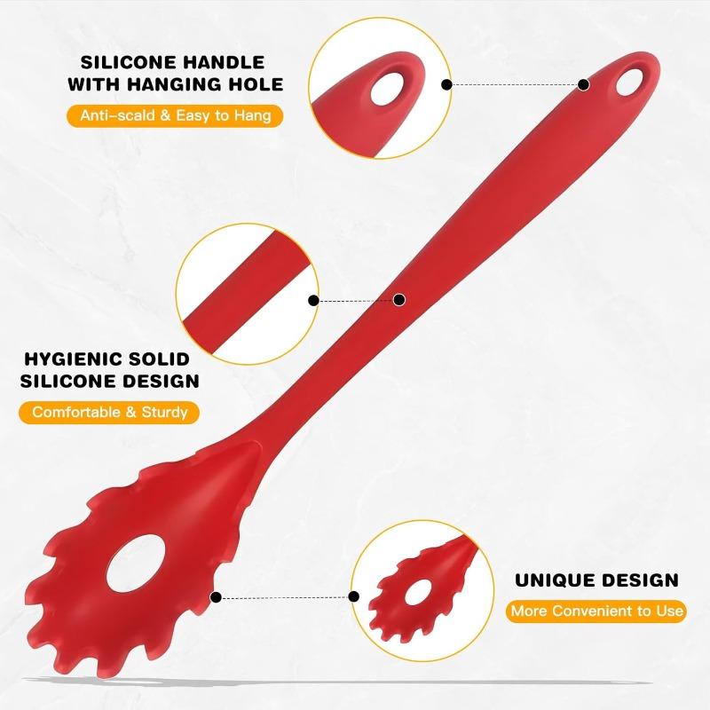 5PCS Food Grade Silicone Pasta Fork, BPA Free Spaghetti Server, Heat Resistant 480°F Hygienic Noodle Spoon for Kitchen Use