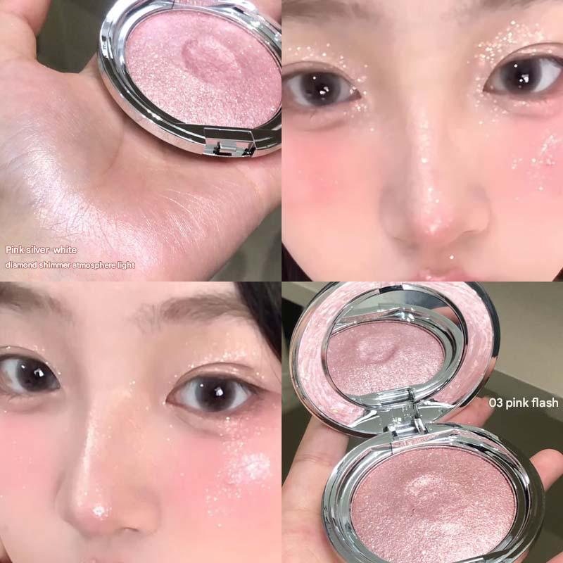 KAKASHOW Single Shade Halo Highlighter Balm 10g Glass-Sheen Wet-Glow Cream-to-Powder Portable Mirror