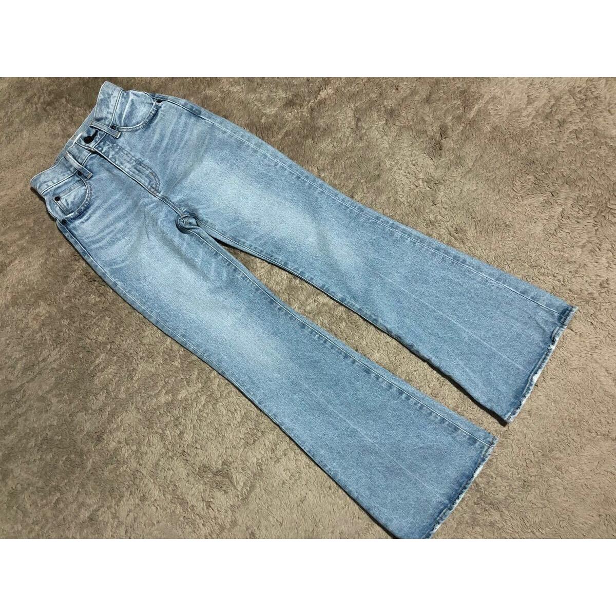 Women s MOUSSY Beautiful Legs Flare Denim Pants Jeans L/BLUE 22 Rare