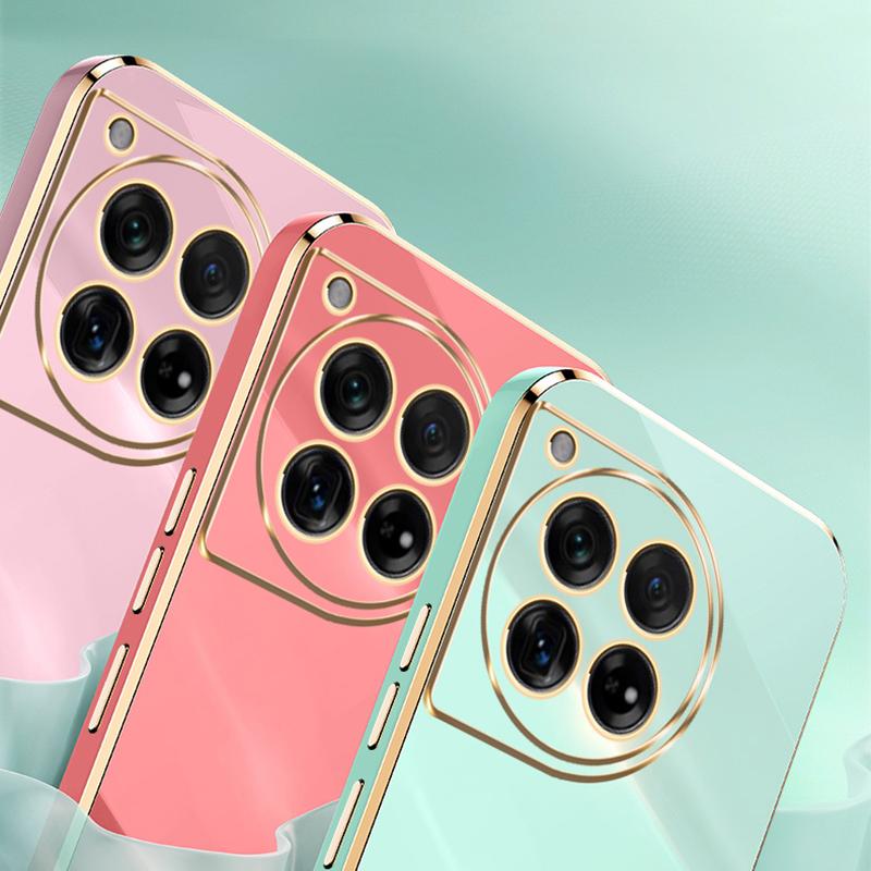 XINLI For OnePlus 12 5G Case Electroplaing TPU Cover with Ring Kickstand