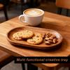 Small Wooden Tray, 7.28''×4.13'' Oval Wood Serving Trays, Acacia Wood Platter for Coffee Tables, Dessert, Snack, Fruit, Bathroom Tray Charcuterie