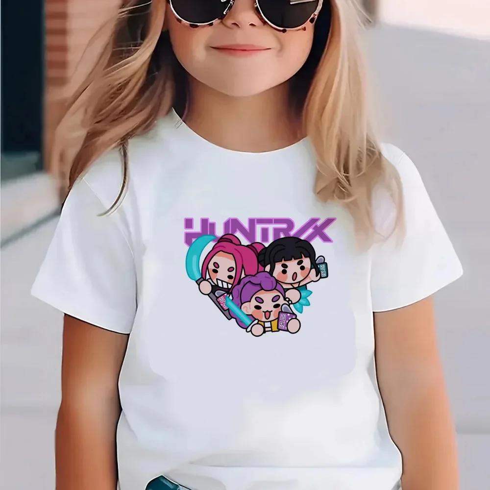 KPop Demon Hunters Kids Clothes 2026 Hot Anime T-shirt Harajuku Girls Casual T-Shirt Fashion Movie T Shirts