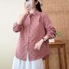 New Cotton Double-layer Cotton Yarn Printed Polka Dot Shirt Women's Korean Lazy Loose Simple Design Long-sleeved Shirt