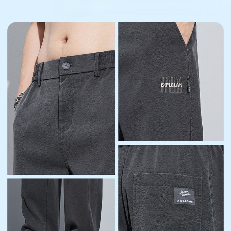 Men Summer Thin Loose Straight-Leg Trendy Brand Ice Silk Cool New Casual Long Pants