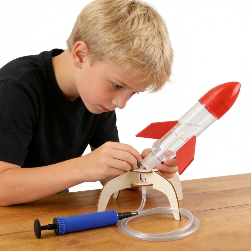 Educational DIY Water Rockets Model Launchers Science Experiment Handcraft Projects With Wooden Materials For Students