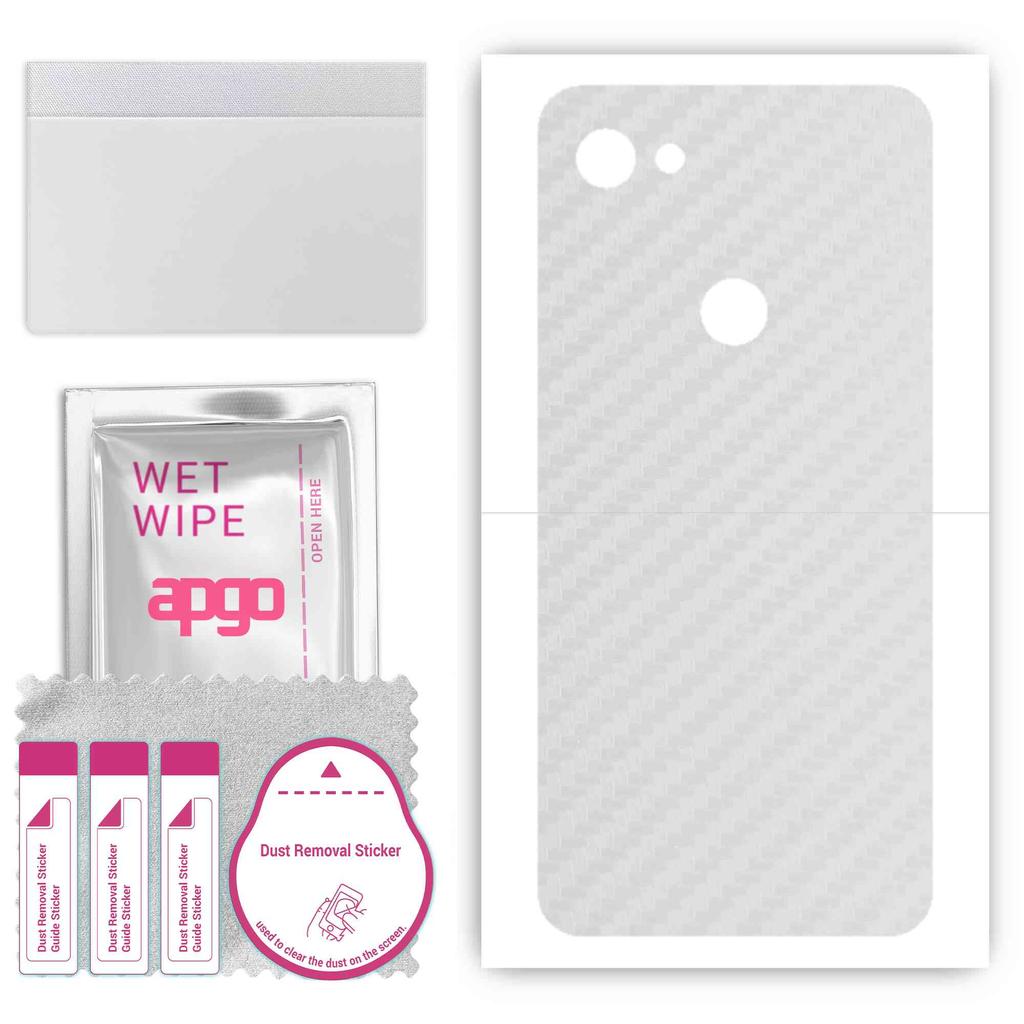apgo Autocolant protector pentru spate compatibil cu Google Pixel 3a XL, folie de protecție, vinil - model transparent carbon