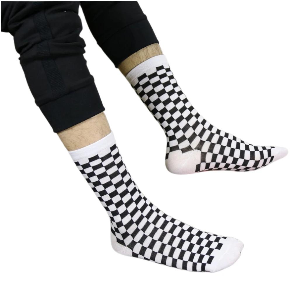 Korea Harajuku Trend Men Checkerboard Socks Geometric Checkered Hip Hop Cotton Women Unisex Streetwear Novelty Sokken Dropship