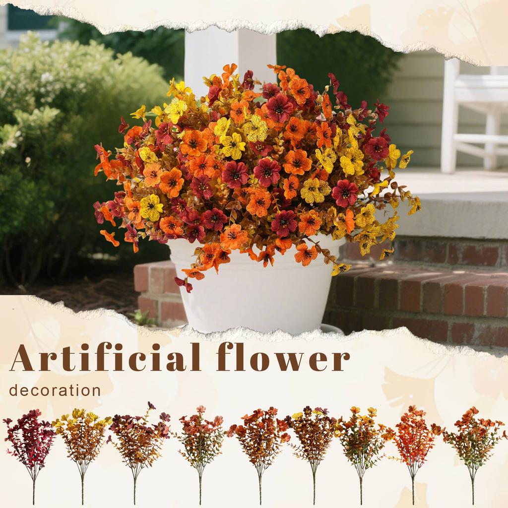 Artificial Flowers Outdoor Fall Imitation Green Plants For Porch Planters Thanksgiving Decoration - Fake Plants For Garden, Fireplace, Front Door