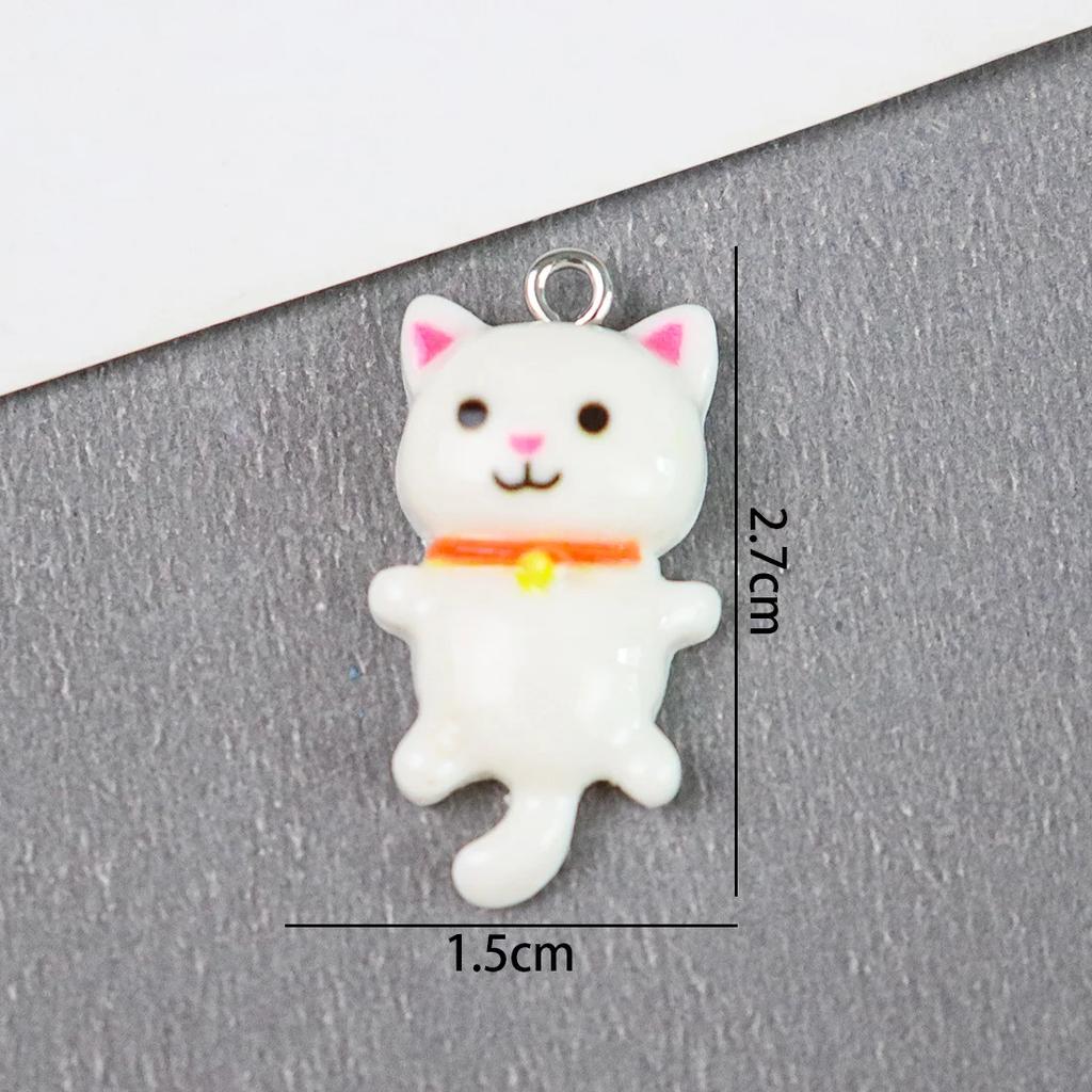 DW08 20 Stück 15x28mm Tollpatschig Entzückende Persönlichkeit Cartoon Niedliches Katzen-Design 3D Harz Tieranhänger DIY Armband Handgemachter Schmuck