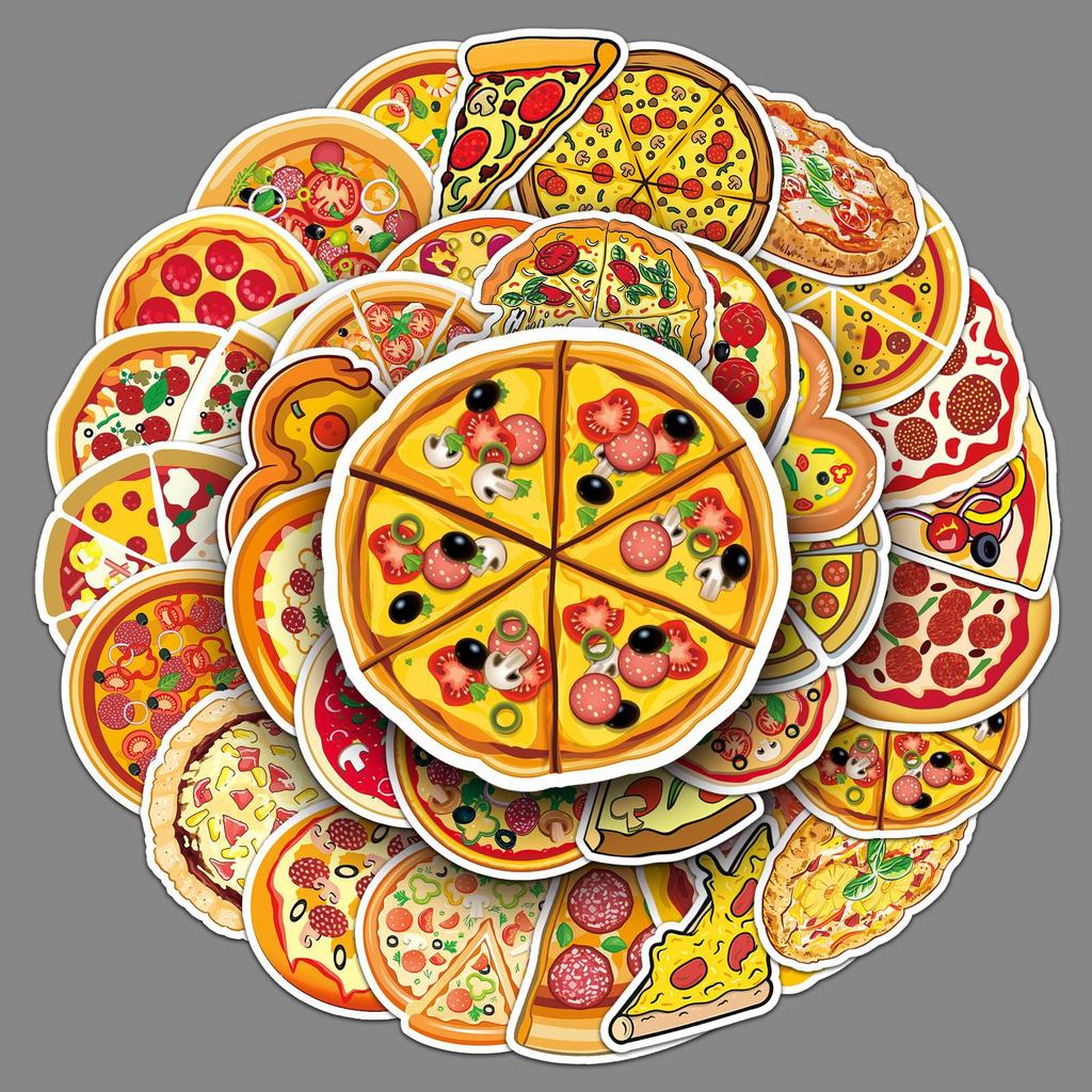 50 Pizza Personalized Cartoon Food Guka Handbook Decoration Guitar Laptop Suitcase Doodle Stickers