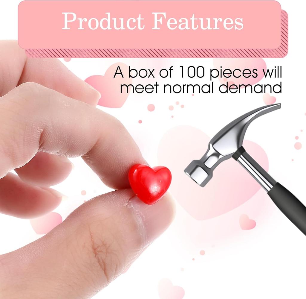 50Pcs Push Pins,  0.47 Inch Red Love Heart Pins Cute Thumb Tacks for Cork Board Plastic Push Pin.