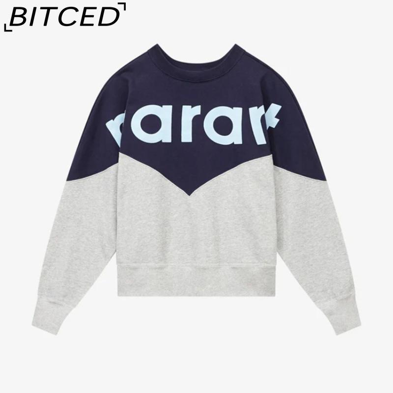 BITCED Women's Winter Colour-Blocked Fleece-Lined O-Neck Sweatshirt