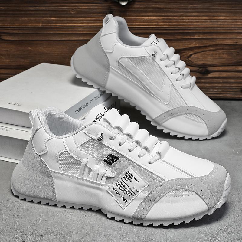Men's Breathable All-Season Sneakers - Lightweight Casual Sports Shoes with Memory Foam Insole, Retro Lace-Up Design for Walking/Gym/Daily Wear