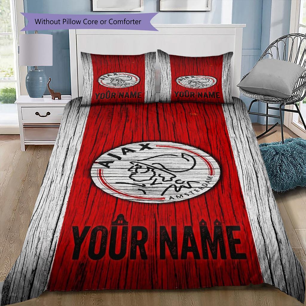 Ajax Fan Gear Custom Name Pattern Bedding Quilt Set Quilt Cover Pillowcase Home Birthday Gift(1 * Duvet Cover + 2 * Pillowcase, Without Core)