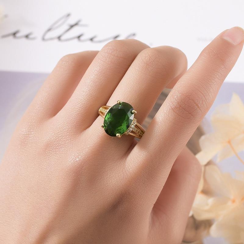 Sace Gems Klassischer Luxus Der ovale grüne Zirkon Ring Damen Schmuck Hochzeitsversprechen Party Geschenk