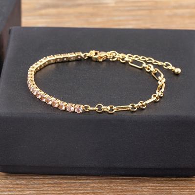 Nidin Classic 5 Colors Bracelets Fashion Paperclip Link Chain Light Luxury Zircon Charm Bangle Women Jewelry Party Fine Gift