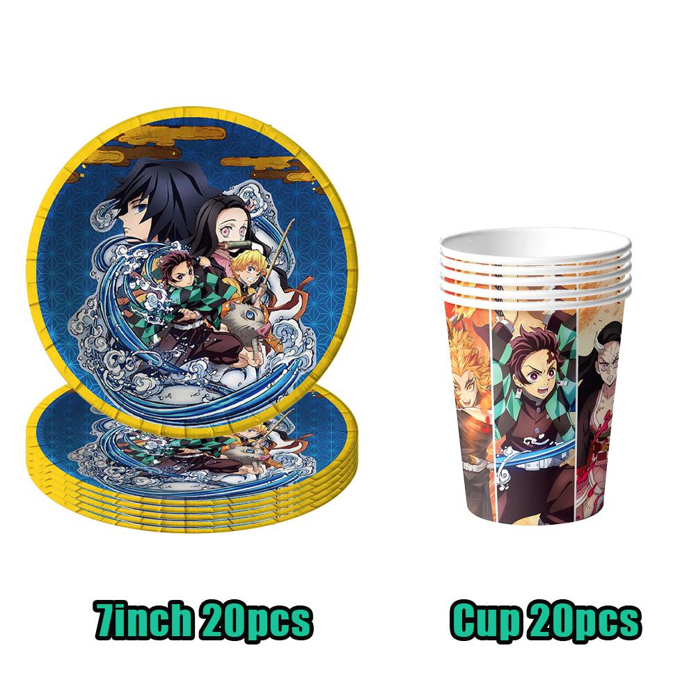 Demon Slayer Verjaardagsdecoraties Kimetsu No Yaiba Thema Anime Ballonnen Taarttoppers Sleutelhangers Verjaardagscadeaus voor Kinderen Babyborrel