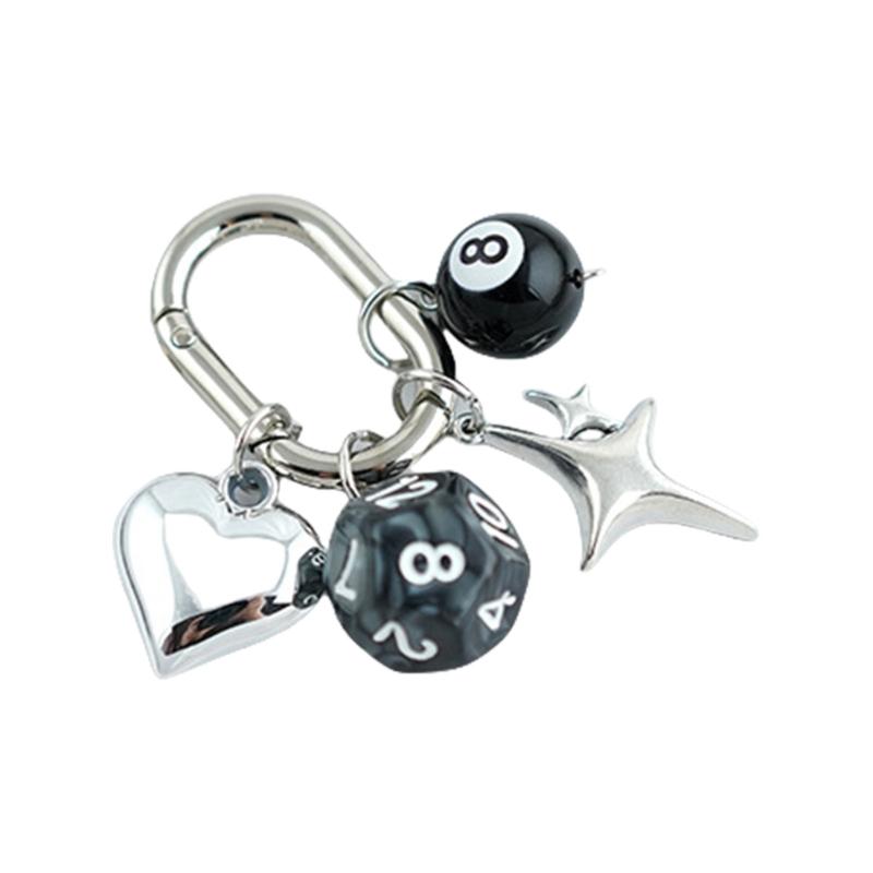 

Unique 12 Sided Geometric Shape Keychain Alloy Acrylic Design Bag Hanging Ornament Portable Key Ring For Gifts