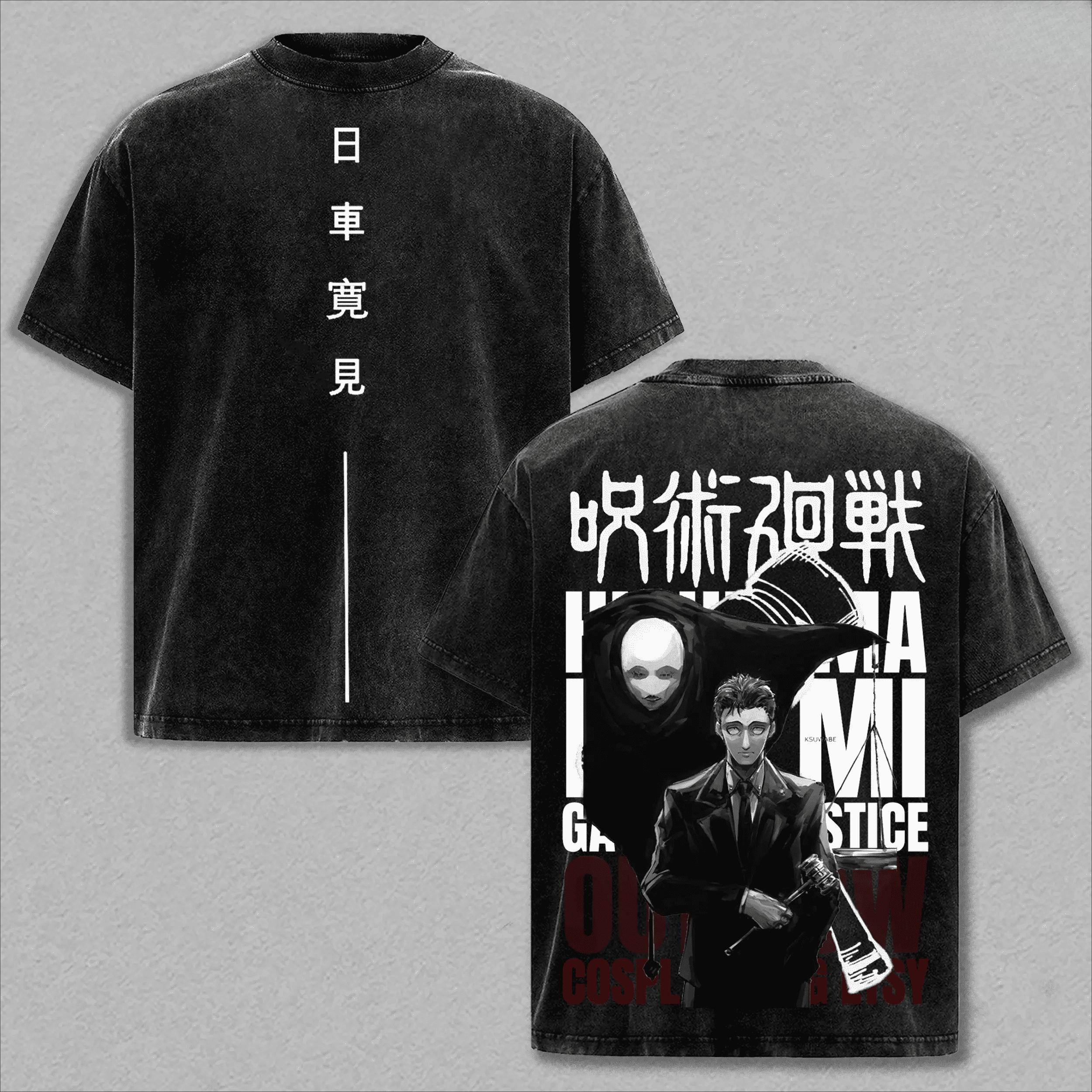 

Hiromi Higuruma Jujutsu Kaisen T-shirt Anime Washed Oversized T Shirt Summer Casual Short Sleeve Cotton Tees Tops Men Clothing XXL чорний