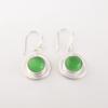925 Sterling Silver Green Cat's Eye Gemstone Jewelry Handcrafted Earrings 1.40" EE-4-46