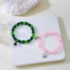 2pcs Magic Stick Hat Crown Matching Bracelets for Women Sweet Pink Green Bead Handmade Stretch Bracelet BFF Jewelry Gifts