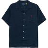Polo Solid Logo Cuban Collar Loose Button Short Sleeve Shirt Men Shirts Navy-Blue 710966421-001