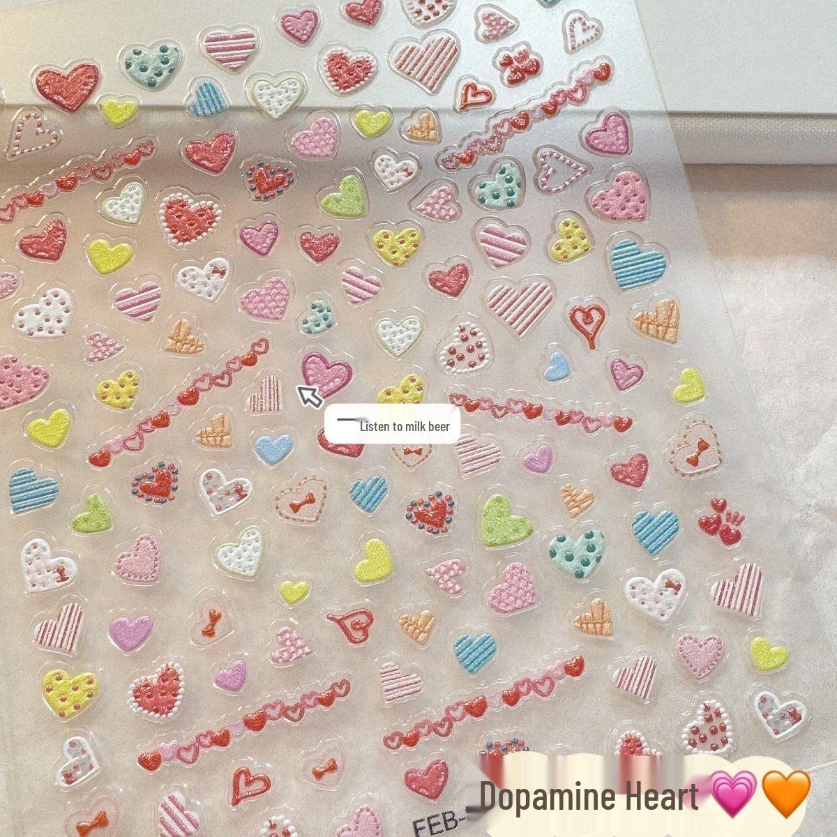 

Summer Japanese Cute Yellow & White 3D Love Heart Nail Art Stickers Colorful Love Heart [1 sheet]