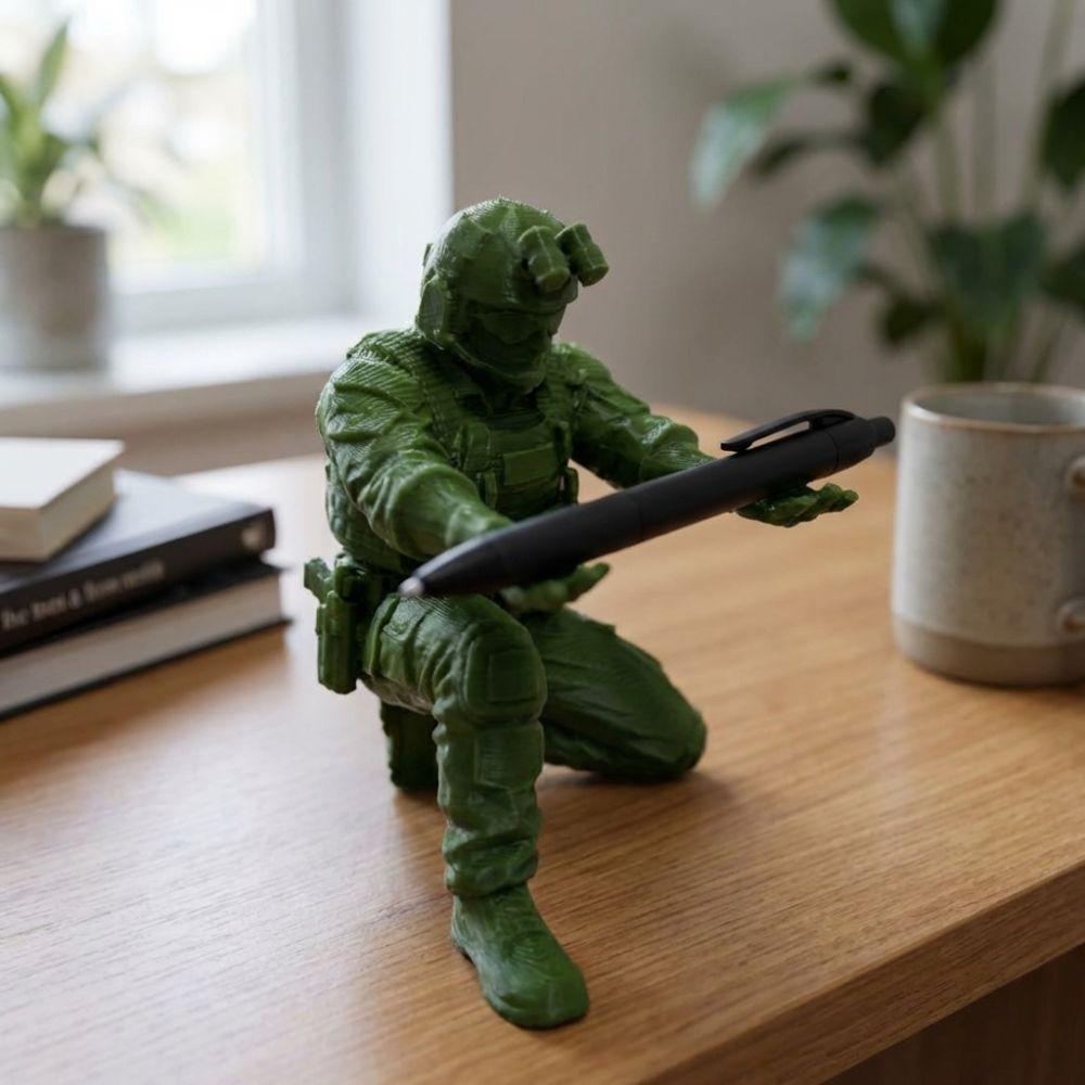 Unique Soldier Pen Holder Plastic Special Forces Figure Warrior Ornament Stationery 3D Printed Pen Stand Home Office