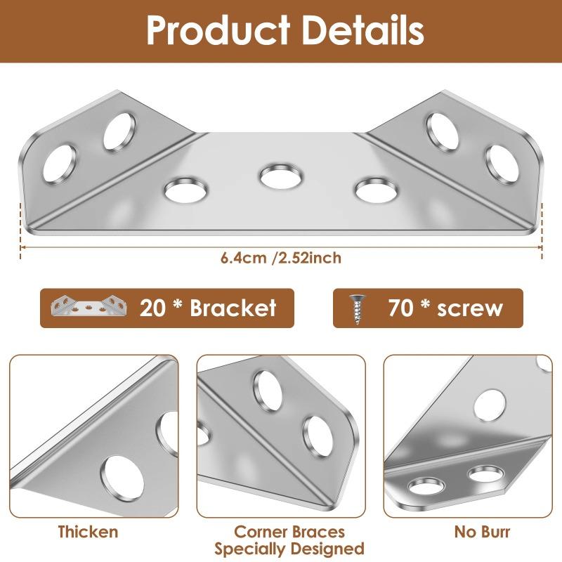 20/50 Buc Conector de Colț Mobilier Oțel Inoxidabil Suport de Colț Suport de Colț Triunghiular Universal cu Șurub Colțare