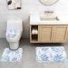 3pcs/set Flannel Marble Leaf Print Bathroom  Carpet Household Bathroom Floor Pad