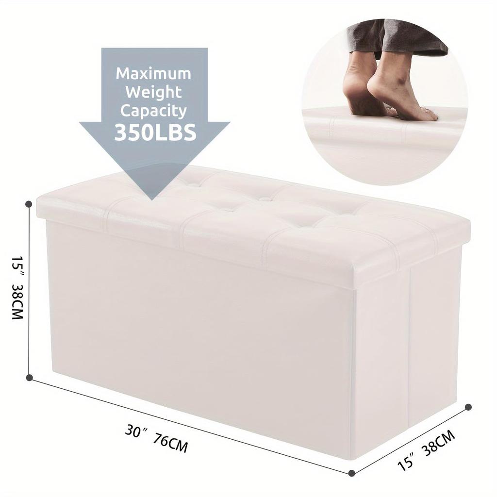 YOUDENOVA Skládací úložný prostor s otomanem a stupínkem Vhodné pro obývací pokoje a PU 160 kg Nosnost Stolička, Dvojsedák, Úložný prostor, Podnožka, Stolička, Pokoje,