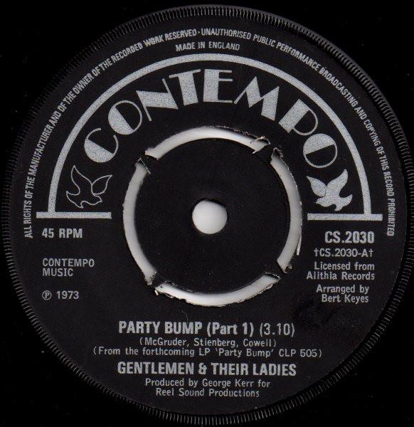 7inch Record GENTLEMEN & THEIR LADIES - Party Bump CS2030 Contempo 1974 UK Soul/Funk Used