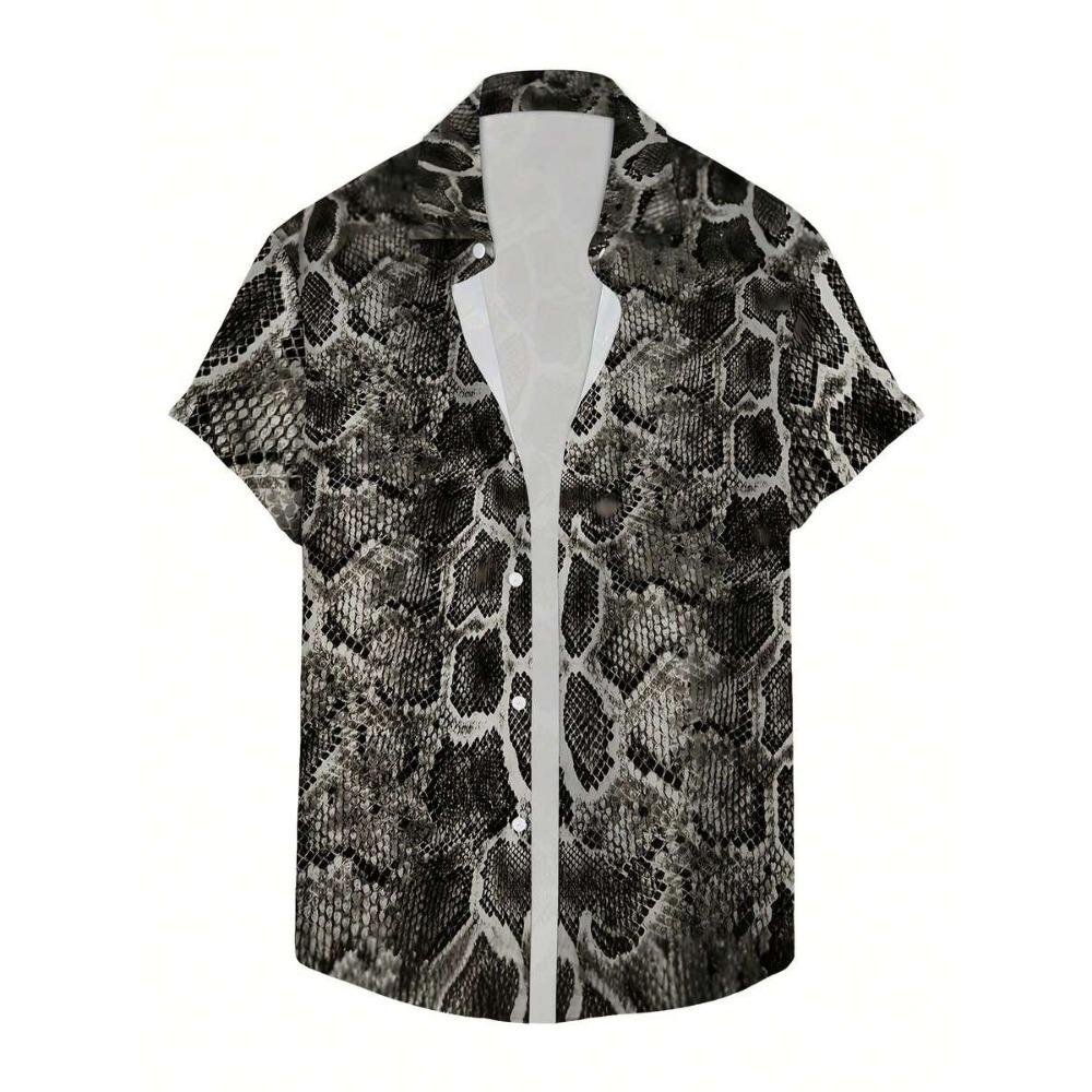 This Is A 3D Men's Shirt. (Camisas Para Hombre) The Snake Scale Pattern Symbolizes The Vitality And Mystery Of A Summer Holiday.