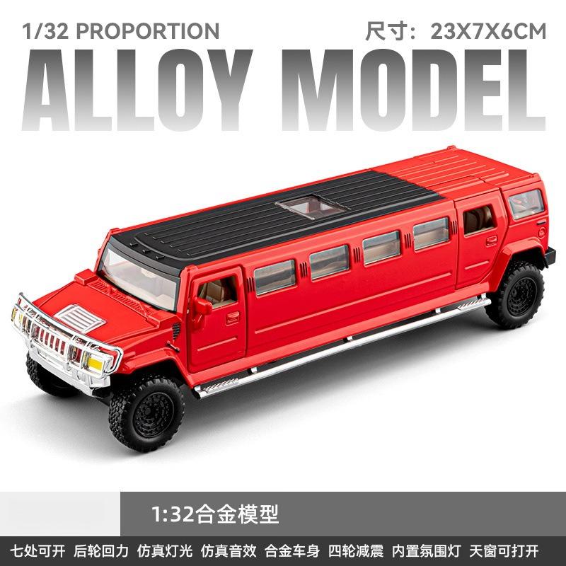 1:32 Lengthened Car Simulation Alloy Car Model Sound and Light Pull Back Toy Car Ornament Wholesale