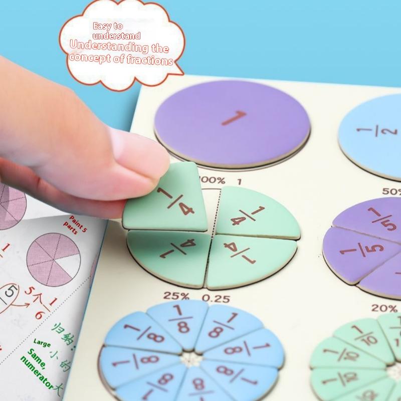 1 Set Kids Magnetic Fraction Tiles & Fraction Circles Math Manipulatives For Elementary Magnetic Fraction Educational Puzzle Toy
