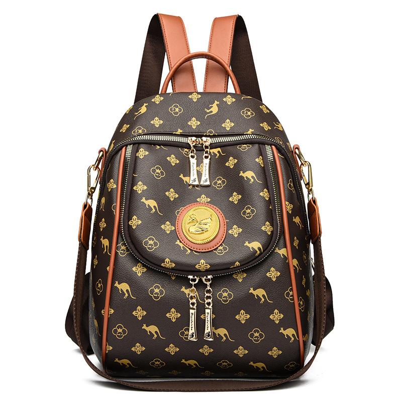 

Рюкзак Новый узор модный большой вместимости женская дорожная противоугонная сумка повседневный рюкзак коричневый