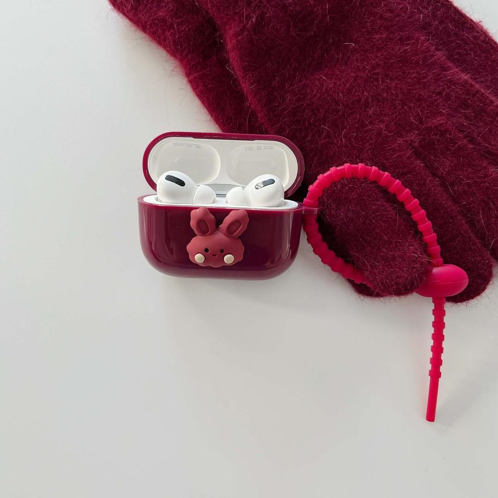 Ins-funda de silicona suave para auriculares, conejo rojo, para Apple Airpods Pro 2, 3, 1, 2. ª caja de carga inalámbrica Bluetooth, Capa de dibujos animados