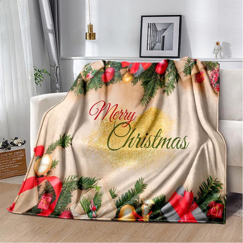 Cartoon Santa Claus Merry Christmas Tree Kid Gift  Soft Plush Blanket,Flannel Blanket Throw Blanket for Living Room Bedroom Sofa