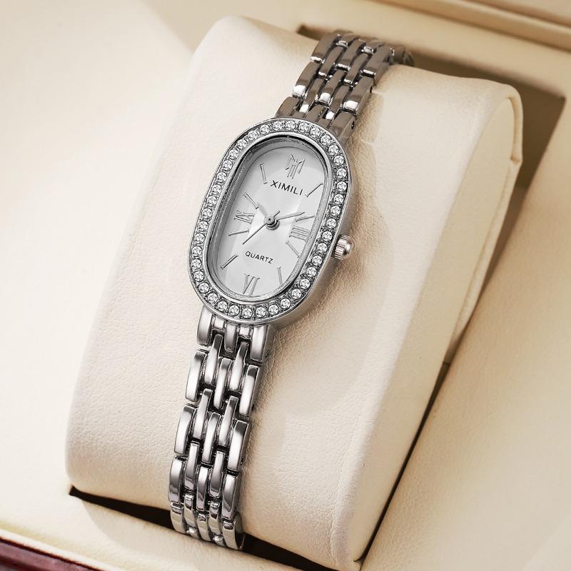 New Ladies Watch, Fashion Oval Daily Women s Watch, Steel Belt Diamond Quartz Watch One size fits all серебряный