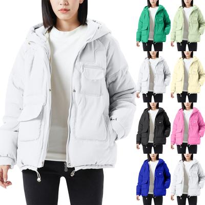 Women's Casual Warm Versatile Large Collar Solid Color Thickened Cotton Coat Jacket