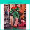 Graceful Womens Christmas Elf Costume With Mid-length Skirt And Sophisticated Half Open Neck