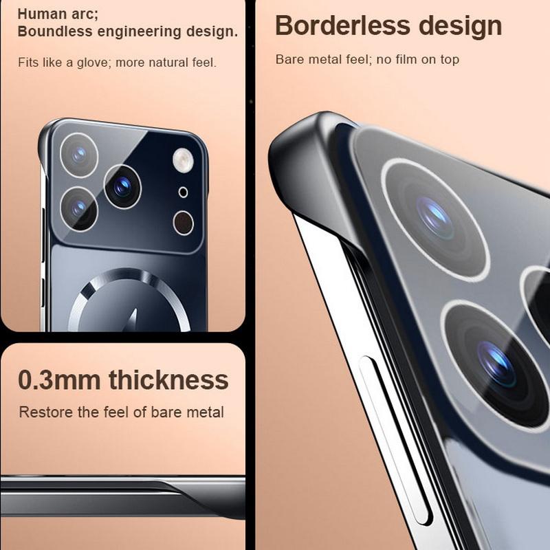 Custodia Magnetica Senza Bordi Ultra Sottile Per iPhone 17 Pro Max 16 15 14 13 Pro Max 12 11 Lusso Protezione Lente Placcatura Cover Rigida in PC per Telefono