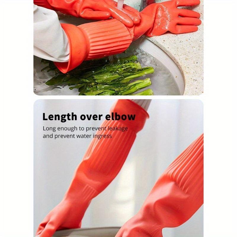 1Pairs Latex Dishwashing Gloves Extra Long Thick Nonslip Wearresistant Kitchen Housework Cleaning Car Washing Clothes Rubber.