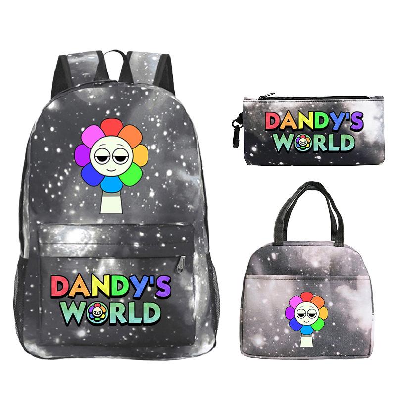 New Dandy's World Game Merchandise Cartoon Printing Student Schoolbag Foreign Trade Pencil Bag Meal Bag Set