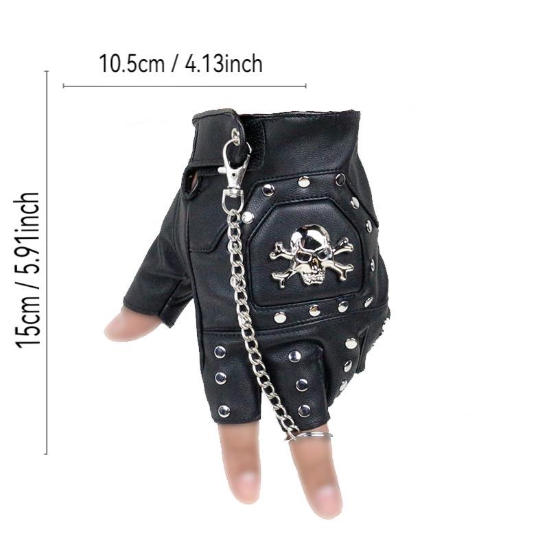 Skull Half Finger Leather Gloves