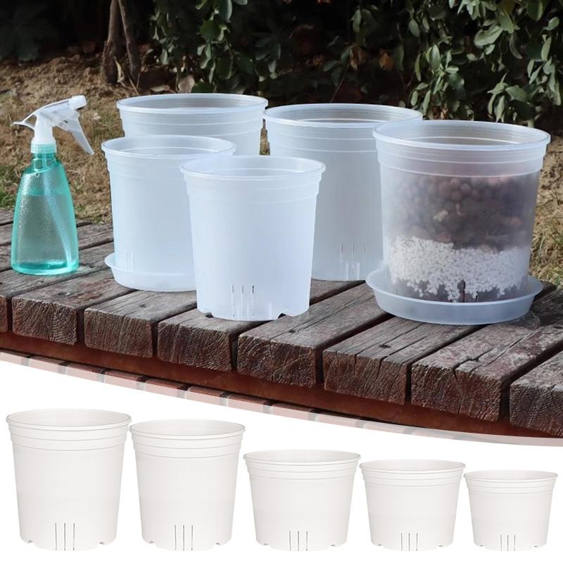 Transparent Gallon Flowerpot Plastic Planters Household Balcony Potted Plant Pot Root Control Breathable Seedling Nursery Pot