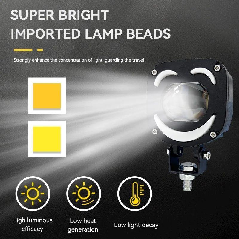 Motorcycle Headlight Auxiliary LED Fog Light Explorers Offroad Angel Eyes LED Light Driving Spotlights